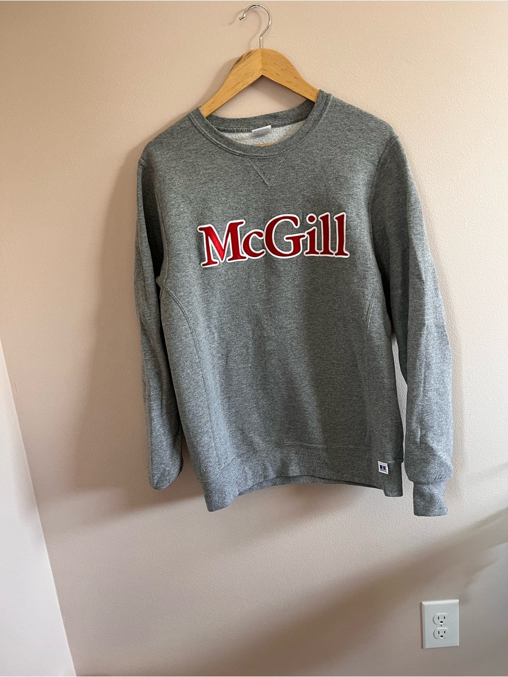 Russell Athletic Gray Crewneck Sweatshirt with Red McGill Logo